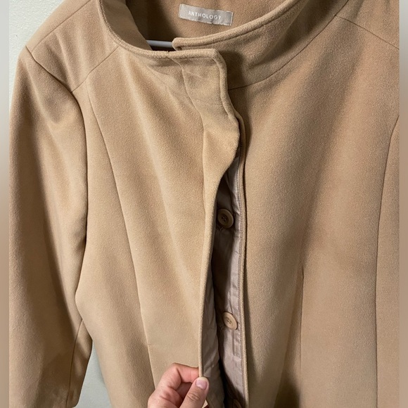 Anthology Funnel Neck Single-Breasted Long Coat Camel Color with Woman size 26 - Picture 6 of 10